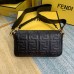 Lushentic Replica Baguette Black Lamb Nappa Leather Medium Bag FF Clasp