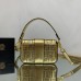 Lushentic Rep Brooch Mini Baguette Fendace Bag Gold Perforated Leather Cross-body Handbag