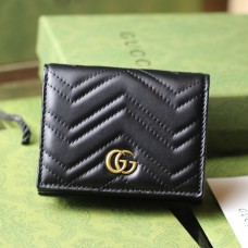 Lushentic Replica GG Marmont Card Case Wallet Matelassé Chevron Leather 466492