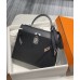 Lushentic Replica Full Handmade Epsom Kelly Sellier Black Silver White Gold Hardware 28cm Handbag Shoulder Bag