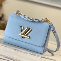 Lushentic Rep Twist MM M21721 Handbag Bleu Nuage Blue Shoulder Bag Luminous Light-blue Epi Grained Leather