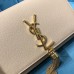 Lushentic Replica KATE SMALL CHAIN BAG WITH TASSEL IN GRAIN DE POUDRE EMBOSSED LEATHER Cream Gold Hardware