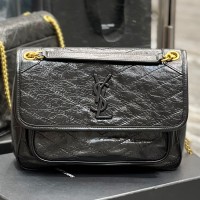 Lushentic Replica Niki Medium Chain Bag in Crinkled Vintage Leather 
